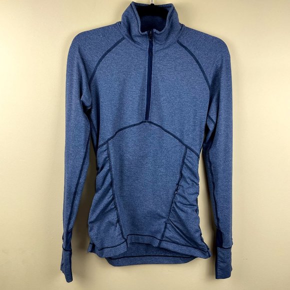 Lululemon Kriss Cross 1/2 Heathered Blue Gray Half-zip workout Sweatshirt 6 - Picture 5 of 12